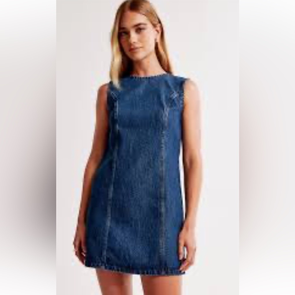 NWT Abercrombie & Fitch Dark Wash Denim Shift Dress size XST